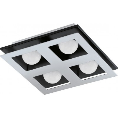 Deckenlampe Eglo Bellamonte 1 Quadratische Gestalten 27×27 cm. Küche und bad. Design Stil. Stahl, Aluminium und Plastik. Aluminium, weiß, überzogenes chrom, schwarz und silber Farbe