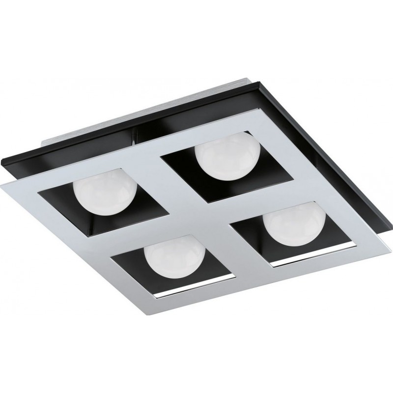 79,95 € Free Shipping | Indoor ceiling light Eglo Bellamonte 1 Square Shape 27×27 cm. Kitchen and bathroom. Design Style. Steel, aluminum and plastic. Aluminum, white, plated chrome, black and silver Color