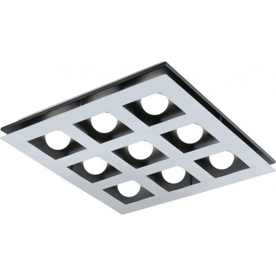 Deckenlampe Eglo Bellamonte 1 Quadratische Gestalten 47×47 cm. Küche und bad. Design Stil. Stahl, Aluminium und Plastik. Aluminium, weiß, überzogenes chrom, schwarz und silber Farbe