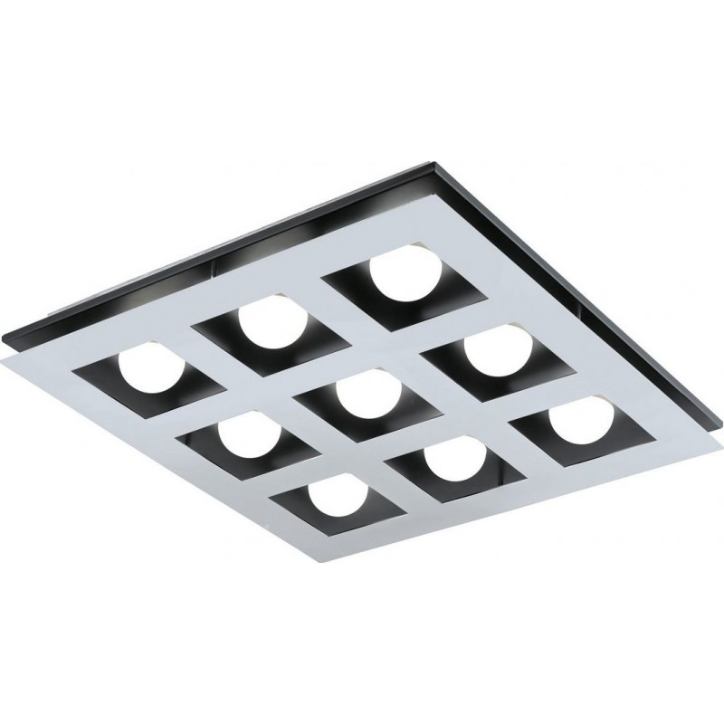 179,95 € Free Shipping | Indoor ceiling light Eglo Bellamonte 1 Square Shape 47×47 cm. Kitchen and bathroom. Design Style. Steel, aluminum and plastic. Aluminum, white, plated chrome, black and silver Color