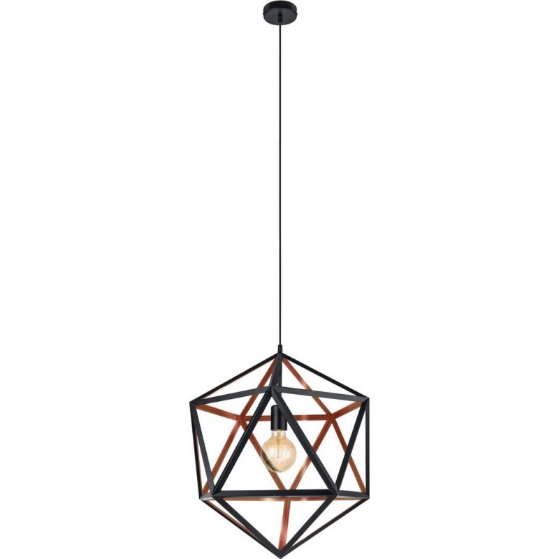 159,95 € Free Shipping | Hanging lamp Eglo Embleton 1 Pyramidal Shape Ø 46 cm. Living room and dining room. Retro and vintage Style. Steel. Copper, golden and black Color