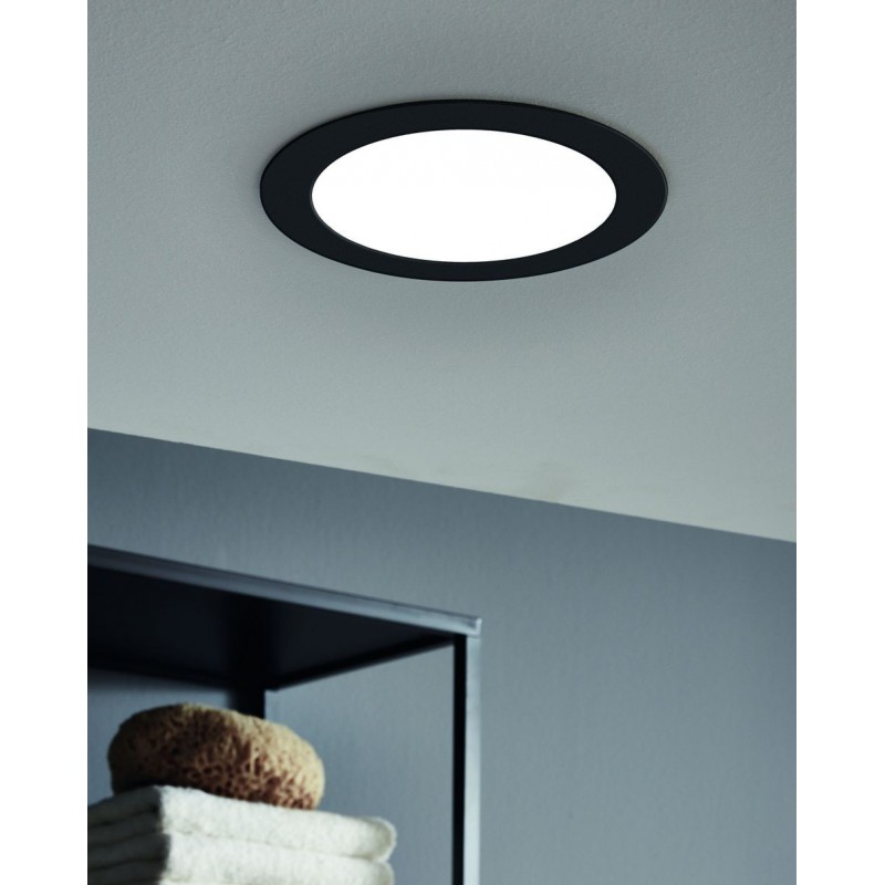 17,95 € Free Shipping | Recessed lighting Eglo Fueva 5 Round Shape Ø 16 cm. Living room, kitchen and bathroom. Modern Style. Steel and plastic. White and black Color