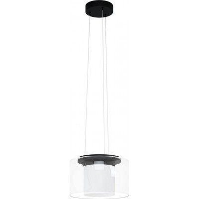 316,95 € Free Shipping | Hanging lamp Eglo Briaglia C 2700K Very warm light. Cylindrical Shape Ø 40 cm. Living room, dining room and bedroom. Modern and design Style. Steel and glass. White and black Color