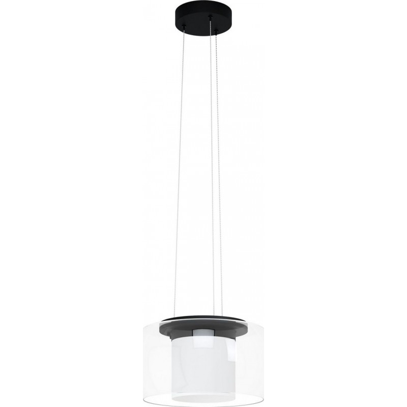 295,95 € Free Shipping | Hanging lamp Eglo Briaglia C 2700K Very warm light. Cylindrical Shape Ø 40 cm. Living room, dining room and bedroom. Modern and design Style. Steel and Glass. White and black Color