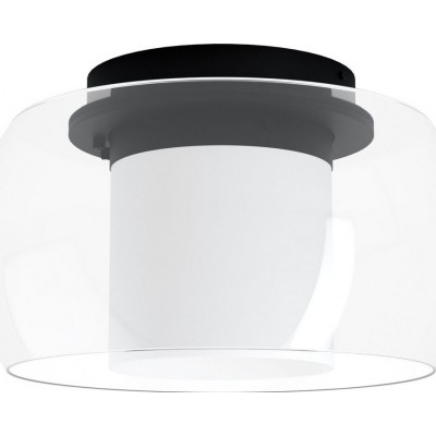 Ceiling lamp Eglo Briaglia C 2700K Very warm light. Cylindrical Shape Ø 40 cm. Ceiling light Living room, dining room and bedroom. Design Style. Steel and Glass. White and black Color
