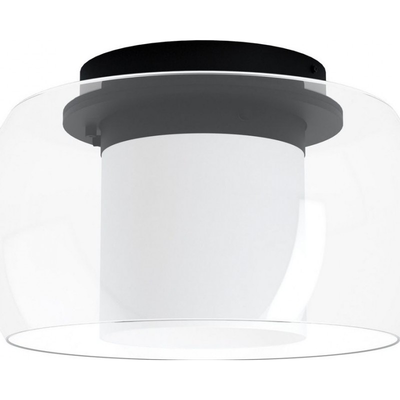 275,95 € Free Shipping | Ceiling lamp Eglo Briaglia C 2700K Very warm light. Cylindrical Shape Ø 40 cm. Ceiling light Living room, dining room and bedroom. Design Style. Steel and Glass. White and black Color