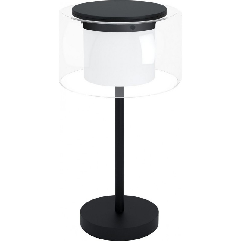 195,95 € Free Shipping | Table lamp Eglo Briaglia C 2700K Very warm light. Ø 30 cm. Steel and Glass. White and black Color