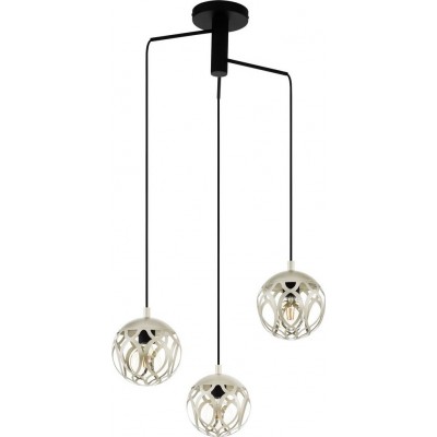 148,95 € Free Shipping | Hanging lamp Eglo Mirtazza Spherical Shape Ø 59 cm. Living room, dining room and bedroom. Retro and vintage Style. Steel. Champagne and black Color