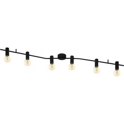 Lámpara de techo Eglo Passa Forma Alargada 161×12 cm. Lámpara de techo Salón, comedor y dormitorio. Estilo moderno y diseño. Acero. Color negro