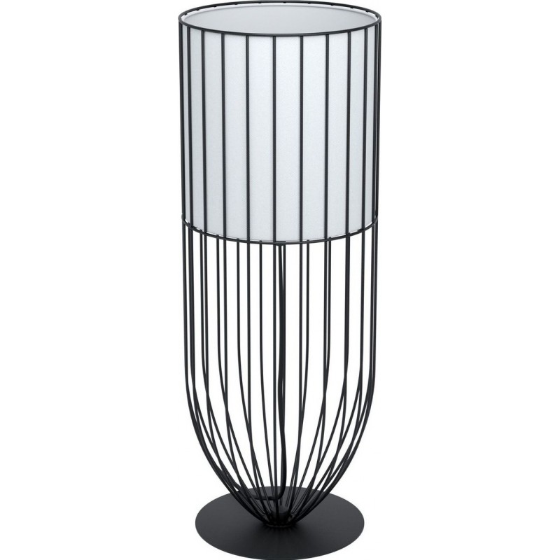 93,95 € Kostenloser Versand | Tischlampe Eglo Nosino Ø 22 cm. Stahl und Textil. Weiß und schwarz Farbe