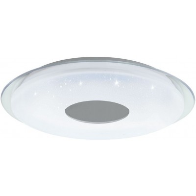 Luz de teto interna Eglo Lanciano C 2700K Luz muito quente. Forma Redondo Ø 56 cm. Cozinha, salão e banheiro. Estilo moderno. Aço e Plástico. Cor branco, cromado e prata