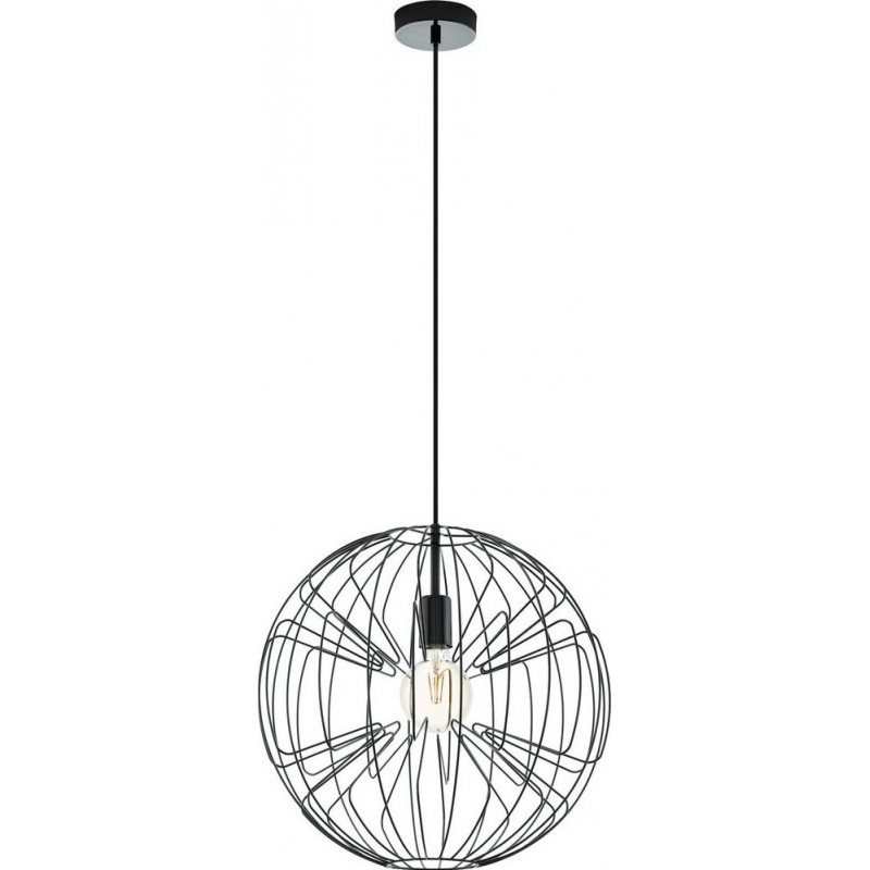 136,95 € Free Shipping | Hanging lamp Eglo Okinzuri Spherical Shape Ø 45 cm. Living room and dining room. Retro and vintage Style. Steel. Black and nickel Color