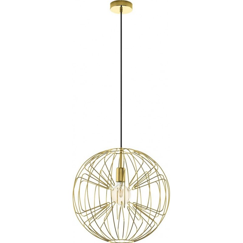 135,95 € Free Shipping | Hanging lamp Eglo Okinzuri Spherical Shape Ø 45 cm. Living room and dining room. Retro and vintage Style. Steel. Golden and brass Color