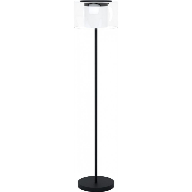 295,95 € Free Shipping | Floor lamp Eglo Briaglia C Cylindrical Shape Ø 40 cm. Living room, dining room and bedroom. Modern, design and cool Style. Steel and Glass. White and black Color