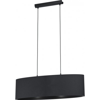 125,95 € Free Shipping | Hanging lamp Eglo Maserlo 1 Cylindrical Shape 110×78 cm. Living room and dining room. Modern and design Style. Steel and textile. Black Color