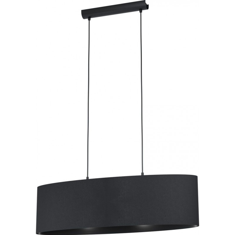 116,95 € Free Shipping | Hanging lamp Eglo Maserlo 1 Cylindrical Shape 110×78 cm. Living room and dining room. Modern and design Style. Steel and textile. Black Color