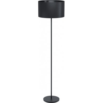 落地灯 Eglo Maserlo 1 圆柱型 形状 Ø 38 cm. 客厅, 饭厅 和 卧室. 现代的 和 设计 风格. 钢 和 纺织品. 黑色的 颜色