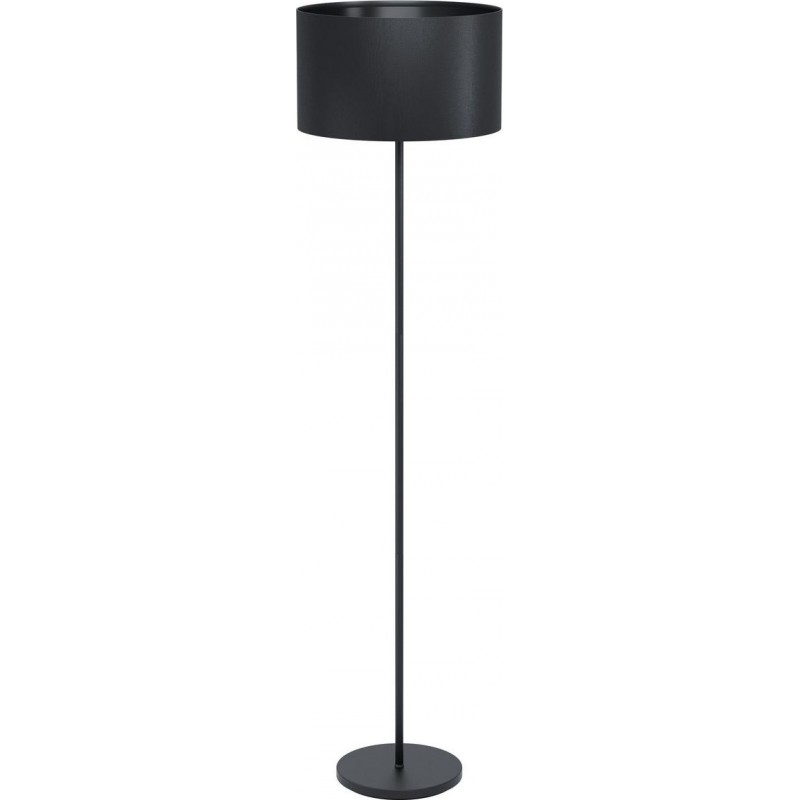 96,95 € Free Shipping | Floor lamp Eglo Maserlo 1 Cylindrical Shape Ø 38 cm. Living room, dining room and bedroom. Modern and design Style. Steel and textile. Black Color