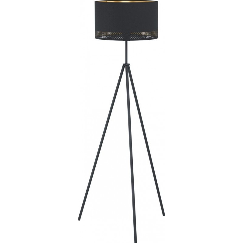 133,95 € Free Shipping | Floor lamp Eglo Esteperra Cylindrical Shape Ø 38 cm. Living room, dining room and bedroom. Modern and design Style. Steel and textile. Golden and black Color