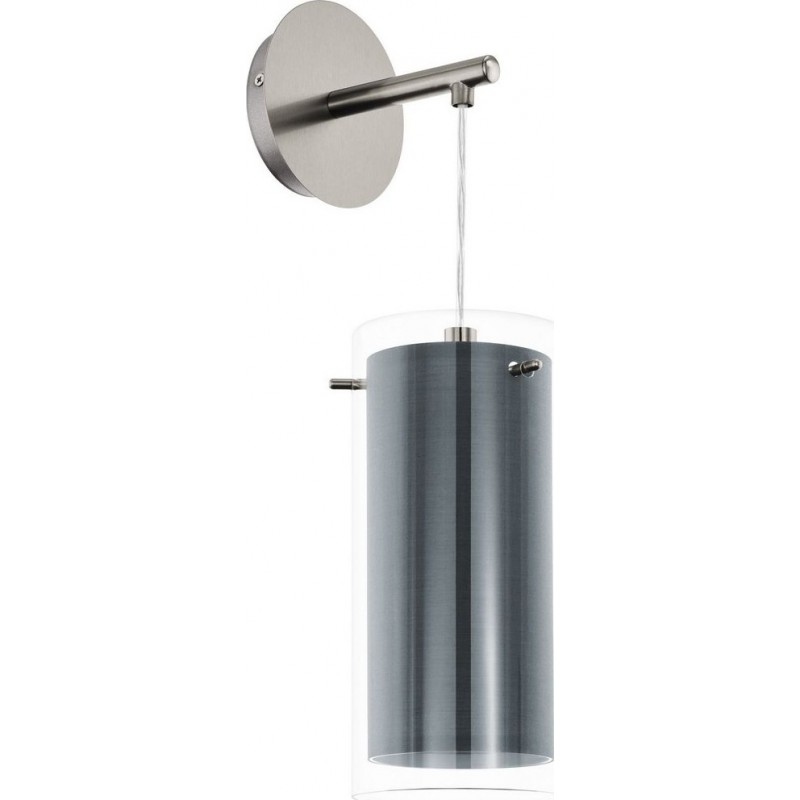48,95 € Free Shipping | Indoor wall light Eglo Pinto Textil Cylindrical Shape 45×12 cm. Living room, bedroom and bathroom. Modern, sophisticated and design Style. Steel, textile and glass. Gray, nickel and matt nickel Color