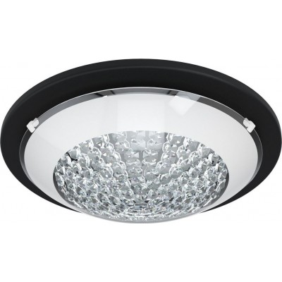 59,95 € Free Shipping | Indoor ceiling light Eglo Acolla 1 Spherical Shape Ø 29 cm. Kitchen, lobby and bathroom. Sophisticated Style. Steel and glass. White and black Color