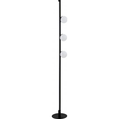 Lámpara de pie Eglo Phianeros Forma Esférica Ø 20 cm. Salón, comedor y dormitorio. Estilo moderno, diseño y cool. Acero y Plástico. Color blanco y negro