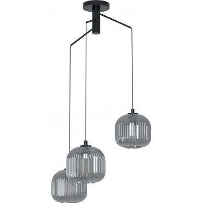 155,95 € Free Shipping | Hanging lamp Eglo Mantunalle 1 Spherical Shape Ø 62 cm. Living room and dining room. Modern and design Style. Steel. Black and transparent black Color
