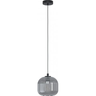 57,95 € Free Shipping | Hanging lamp Eglo Mantunalle 1 Spherical Shape Ø 20 cm. Living room and dining room. Modern and design Style. Steel. Black and transparent black Color