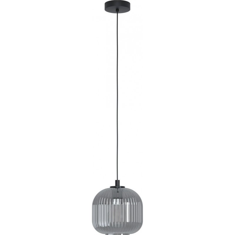 63,95 € Free Shipping | Hanging lamp Eglo Mantunalle 1 Spherical Shape Ø 20 cm. Living room and dining room. Modern and design Style. Steel. Black and transparent black Color