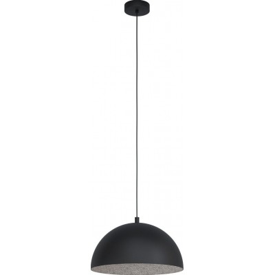 64,95 € Free Shipping | Hanging lamp Eglo Gaetano 1 Spherical Shape Ø 38 cm. Living room and dining room. Modern and design Style. Steel. Gray and black Color