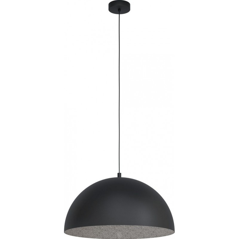 89,95 € Free Shipping | Hanging lamp Eglo Gaetano 1 Spherical Shape Ø 53 cm. Living room and dining room. Modern and design Style. Steel. Gray and black Color