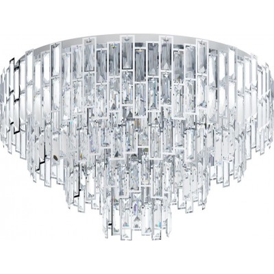 1 528,95 € Free Shipping | Indoor spotlight Eglo Stars of Light Calmeilles 1 Pyramidal Shape Ø 78 cm. Ceiling light Living room, dining room and bedroom. Classic Style. Steel and crystal. Plated chrome and silver Color