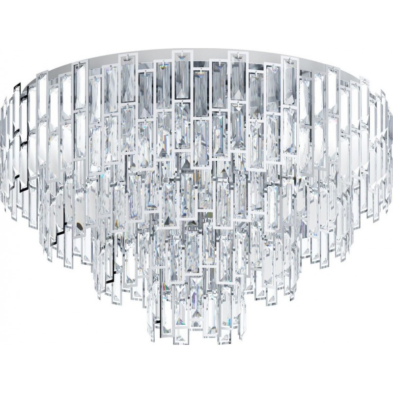 1 528,95 € Free Shipping | Ceiling lamp Eglo Stars of Light Calmeilles 1 Pyramidal Shape Ø 78 cm. Ceiling light Living room, dining room and bedroom. Classic Style. Steel and Crystal. Plated chrome and silver Color