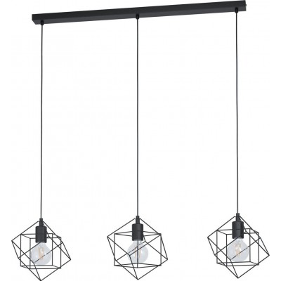 88,95 € Free Shipping | Hanging lamp Eglo Straiton Cubic Shape 110×91 cm. Living room and dining room. Sophisticated and design Style. Steel. Black Color