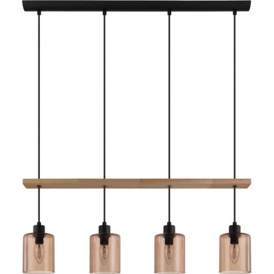 吊灯 Eglo Coolmont 拉长的 形状 110×78 cm. 客厅 和 饭厅. 复杂的 和 设计 风格. 钢, 木头 和 玻璃. 金的, 黄铜, 黑色的 和 自然 颜色