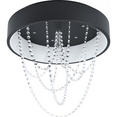Ceiling lamp Eglo Stars of Light Berlona Cylindrical Shape Ø 59 cm. Ceiling light Living room, dining room and bedroom. Sophisticated Style. Steel and Crystal. Black Color
