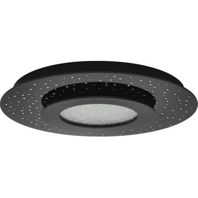 748,95 € Free Shipping | Indoor ceiling light Eglo Azurreka 3000K Warm light. Round Shape Ø 50 cm. Kitchen, lobby and bathroom. Modern Style. Steel and glass. Black Color
