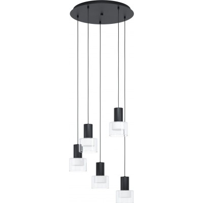 吊灯 Eglo Stars of Light Molineros 圆柱型 形状 Ø 53 cm. 客厅, 饭厅 和 卧室. 现代的 和 复杂的 风格. 钢, 塑料 和 玻璃. 白色的 和 黑色的 颜色