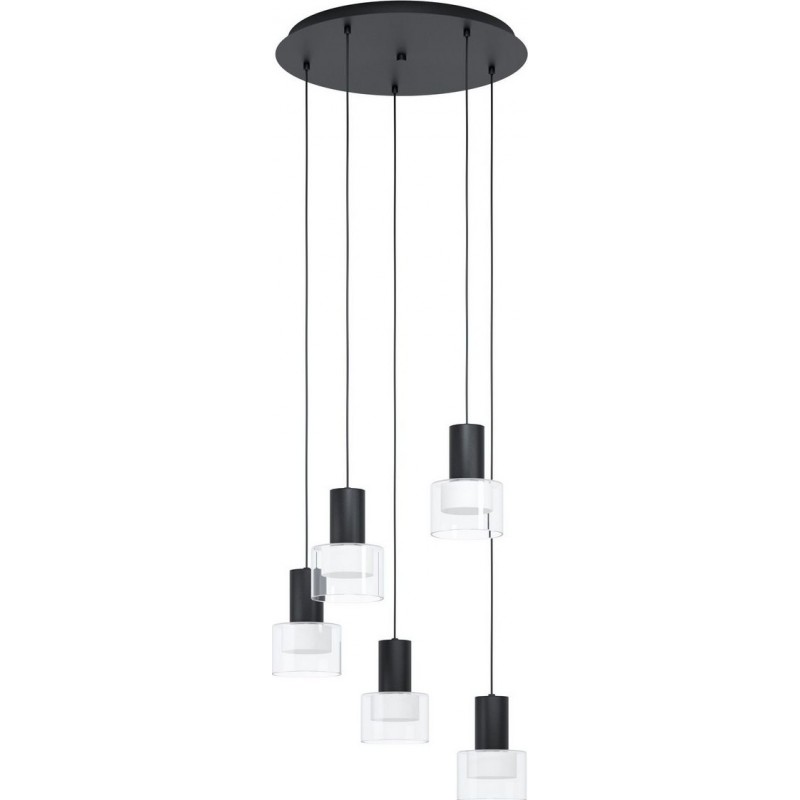 263,95 € Free Shipping | Hanging lamp Eglo Stars of Light Molineros Cylindrical Shape Ø 53 cm. Living room, dining room and bedroom. Modern and sophisticated Style. Steel, plastic and glass. White and black Color