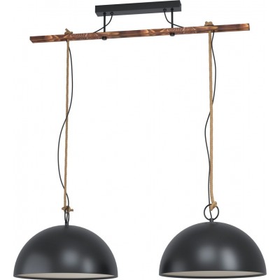 206,95 € Envoi gratuit | Lampe à suspension Eglo Hodsoll 125×110 cm. Acier et bois. Couleur crème, marron, brun rustique et noir