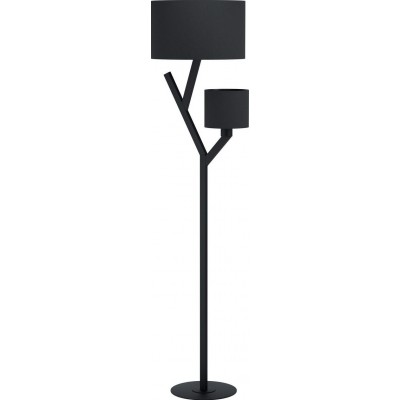 Lámpara de pie Eglo Stars of Light Balnario Forma Cilíndrica Ø 38 cm. Salón, comedor y dormitorio. Estilo moderno y diseño. Acero y Textil. Color negro