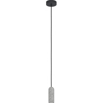 Hanging lamp Eglo Giaconecchia Cylindrical Shape Ø 10 cm. Living room and dining room. Sophisticated and design Style. Steel. Anthracite, gray and black Color