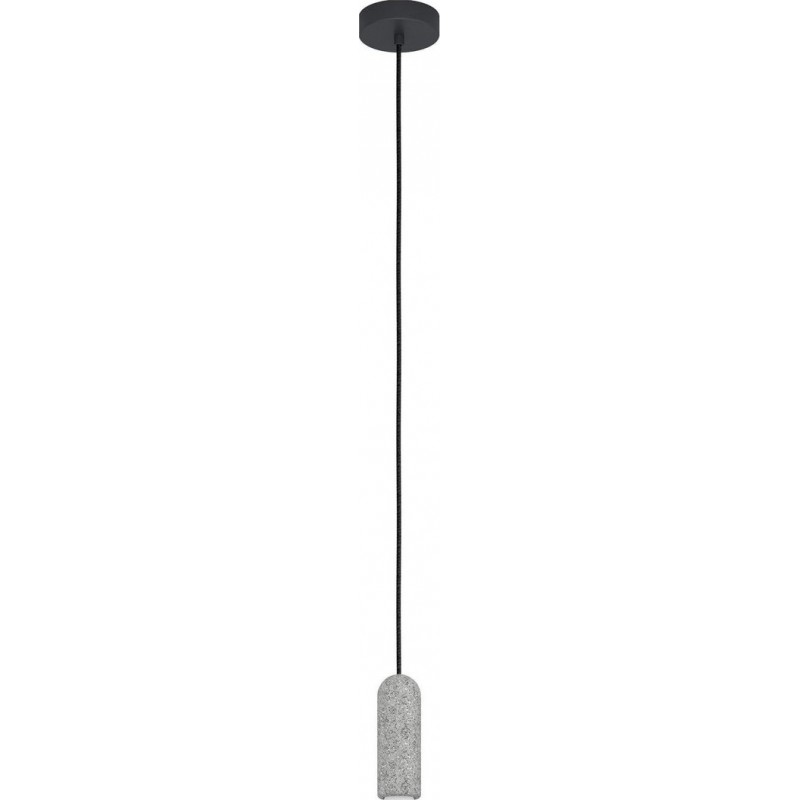 44,95 € Free Shipping | Hanging lamp Eglo Giaconecchia Cylindrical Shape Ø 10 cm. Living room and dining room. Sophisticated and design Style. Steel. Anthracite, gray and black Color