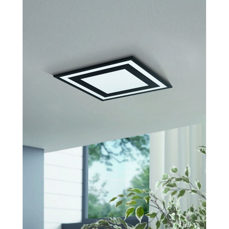 89,95 € Free Shipping | Indoor ceiling light Eglo Savatarila Square Shape 45×45 cm. Living room, dining room and bedroom. Modern Style. Aluminum and Plastic. White and black Color