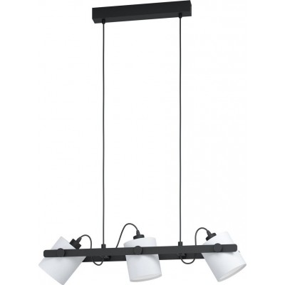 吊灯 Eglo Hornwood 1 拉长的 形状 110×78 cm. 客厅, 厨房 和 饭厅. 现代的 风格. 钢, 木头 和 纺织品. 白色的 和 黑色的 颜色