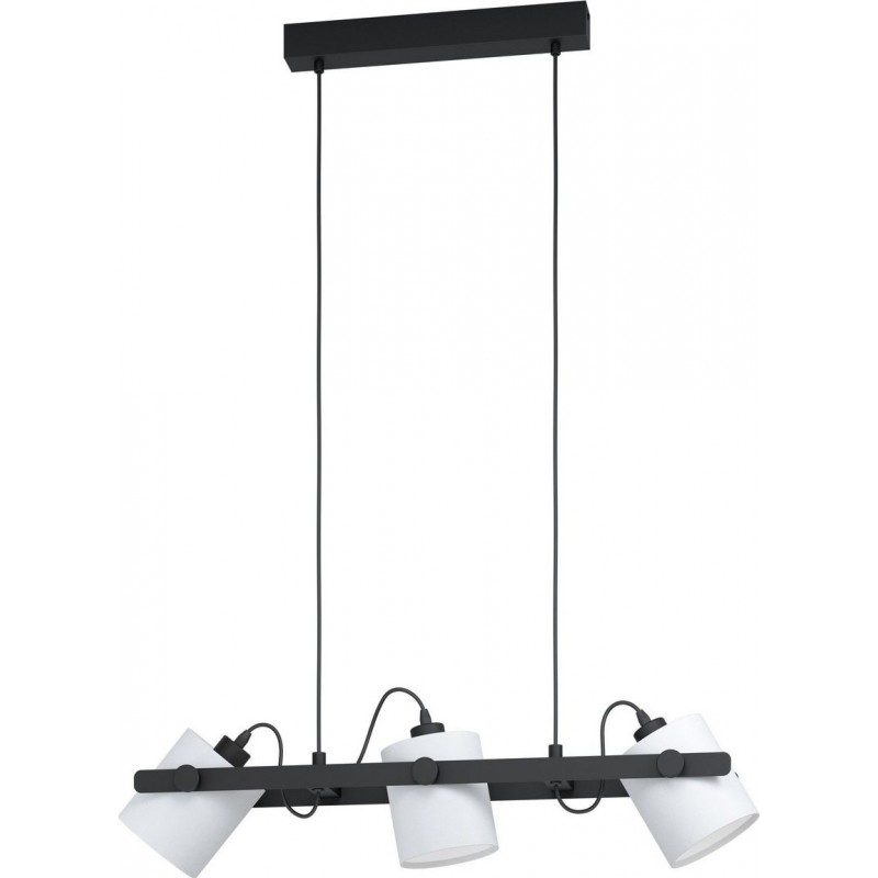 135,95 € Free Shipping | Hanging lamp Eglo Hornwood 1 Extended Shape 110×78 cm. Living room, kitchen and dining room. Modern Style. Steel, wood and textile. White and black Color