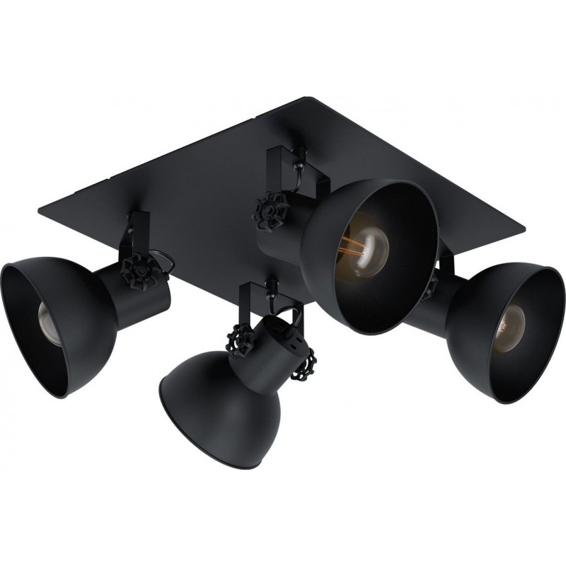 178,95 € Free Shipping | Indoor spotlight Eglo Barnstaple 1 45×45 cm. Steel and wood. Black Color