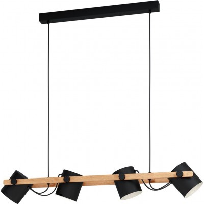 147,95 € Free Shipping | Hanging lamp Eglo Hornwood Extended Shape 110×110 cm. Living room, kitchen and dining room. Modern and sophisticated Style. Steel and Wood. Cream, brown and black Color