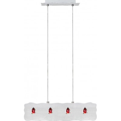ハンギングランプ Eglo Duke 細長い 形状 110×53 cm. リビングルーム, ダイニングルーム そして ベッドルーム. 設計 スタイル. 鋼 そして 結晶. 銀 そして 赤 カラー