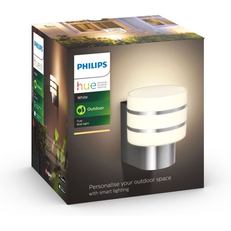 92,95 € Free Shipping | Outdoor wall light Philips Tuar 9W 2700K Very warm light. Cylindrical Shape 19×18 cm. Apply mural. Direct power supply Terrace and garden. Modern Style